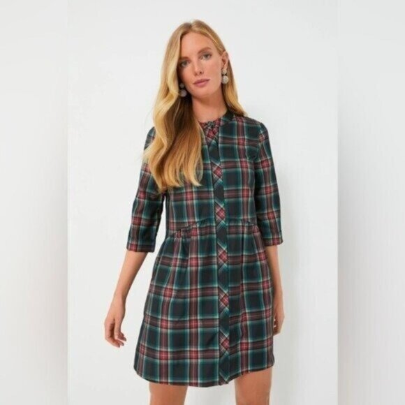 Tuckernuck | NEW Festive Plaid Tartan Royal Shirt Mini Dress Size M - Picture 3 of 15